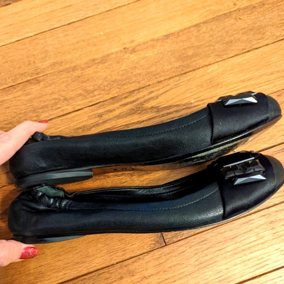 Tory Burch 8 M Black Jeweled Flats Ballet Shoes Genuine Leather Holiday Bling - Picture 10 of 12